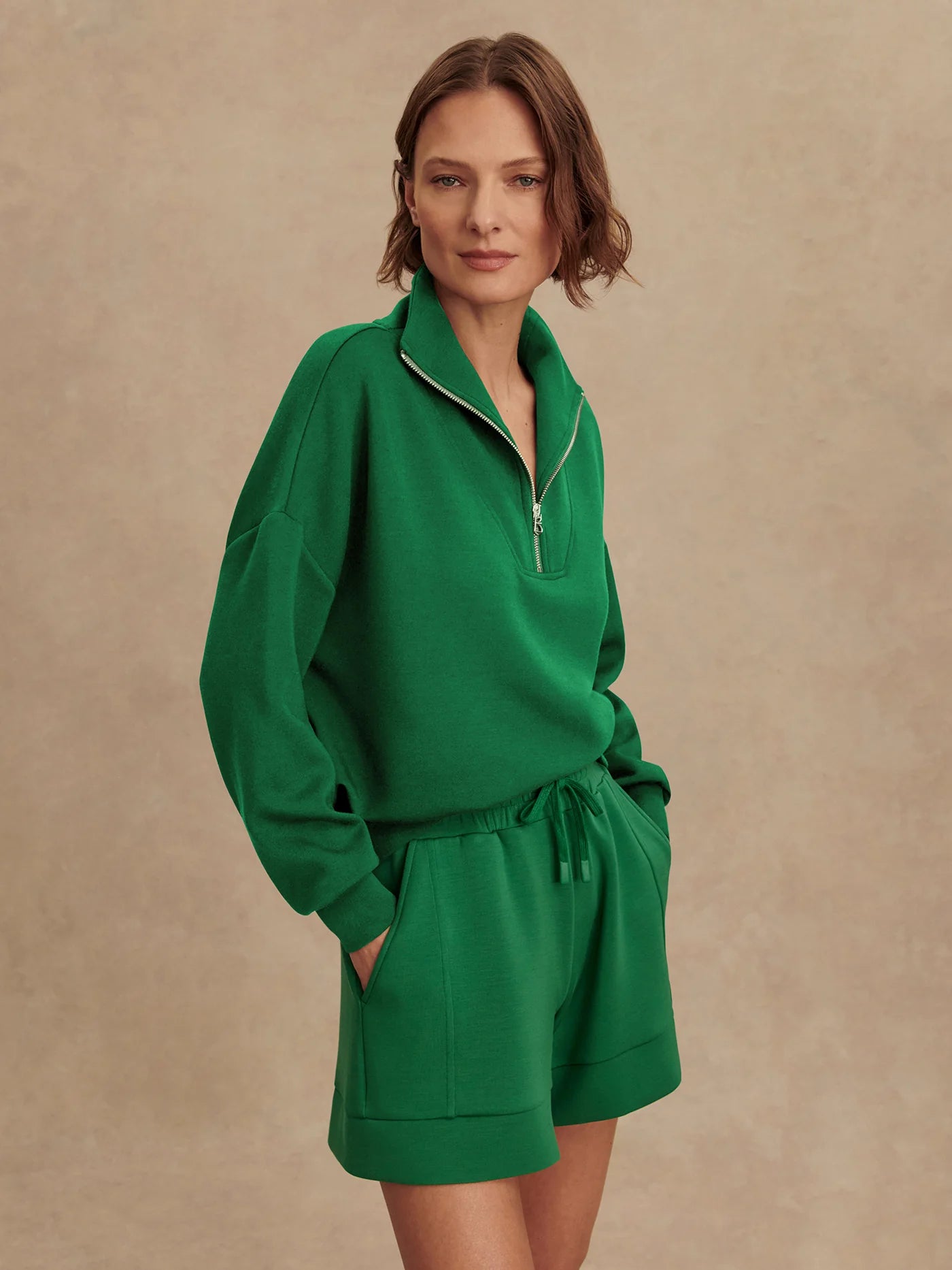 Varley Hawley Half Zip Sweat, Verdant Green