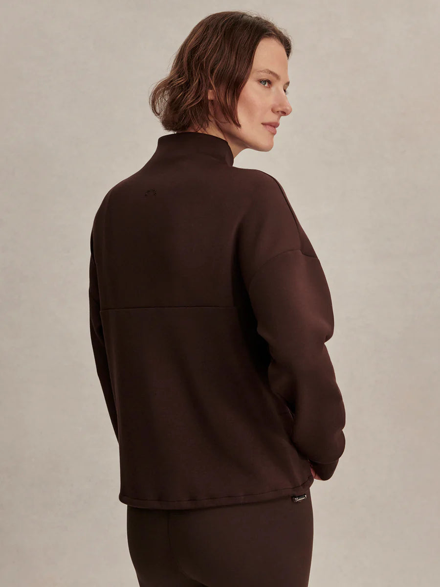 Varley Tayah Zip-Through Sweat, Coffee Bean