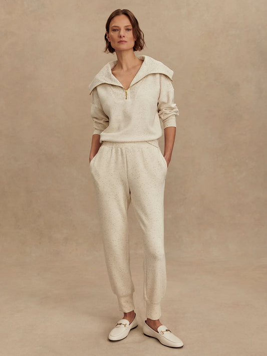 Varley The Slim Cuff Pant 27.5, Ivory Marl Fleck