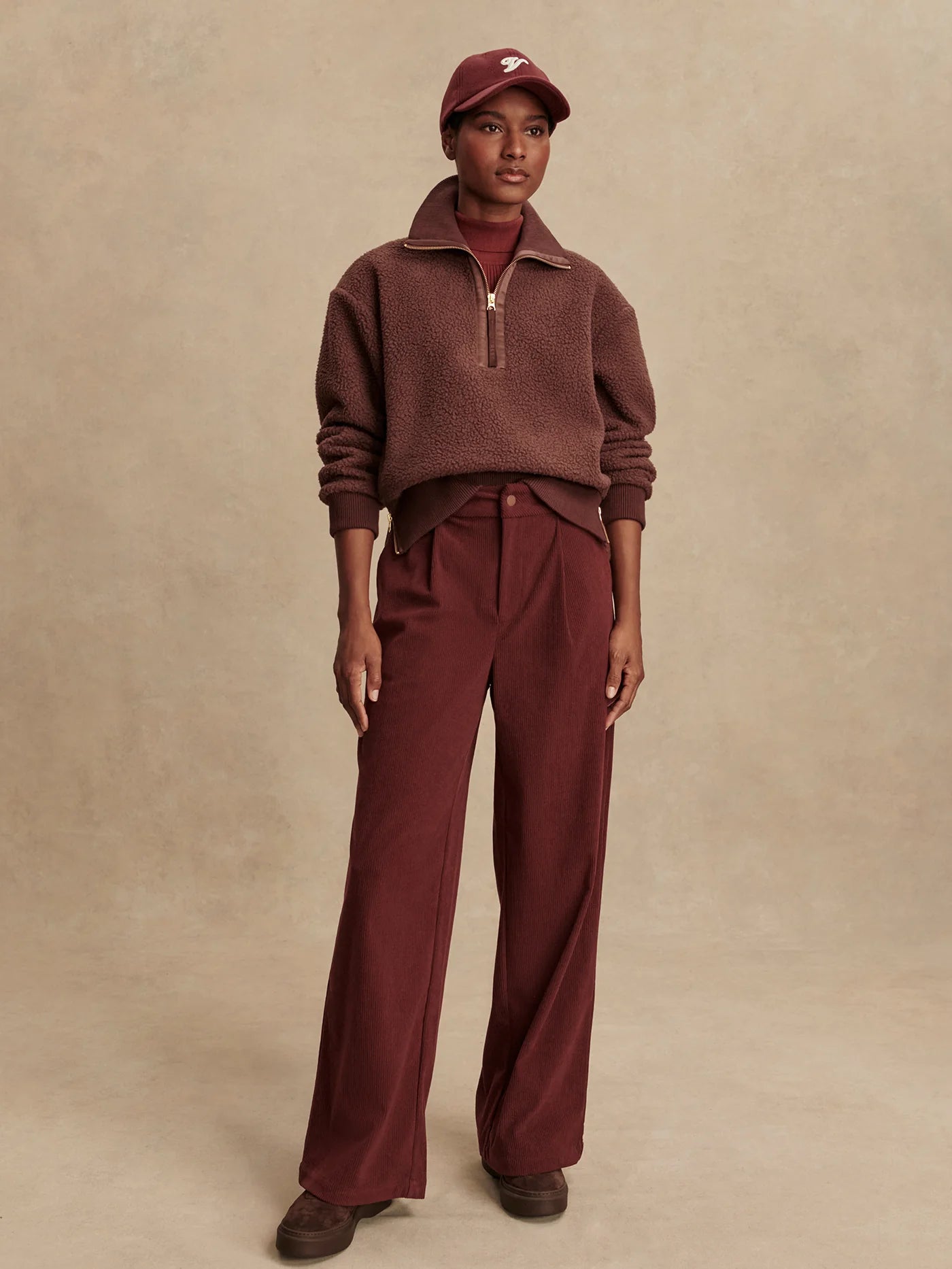 Varley Roselle Half Zip Fleece, Deep Mahogany