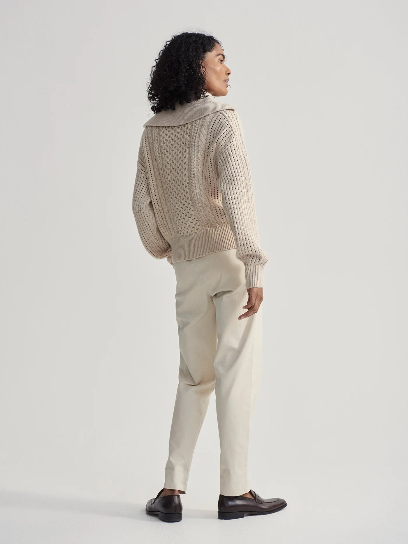 Varley Camello Cable Knit Sweater 2.0, Parchment