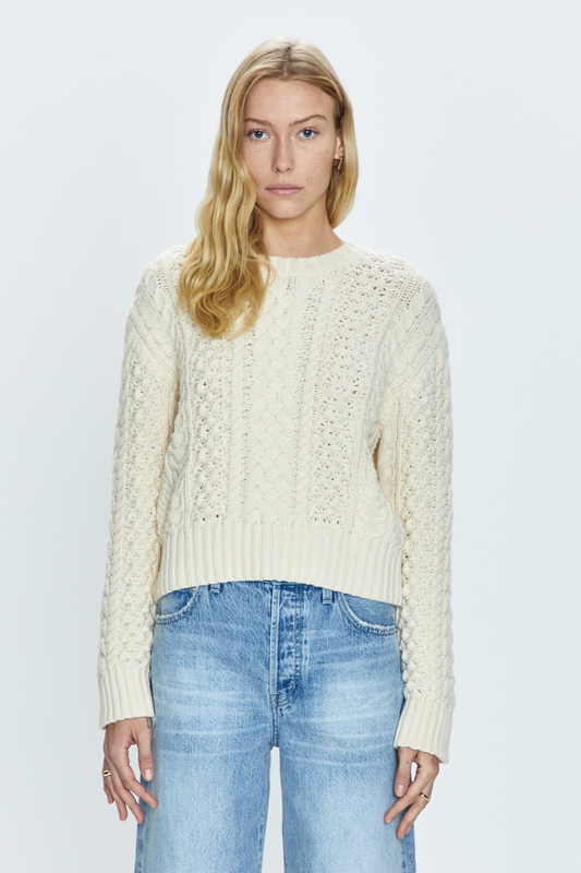 Pistola Quinn Shrunken Fisherman Sweater, Ivory