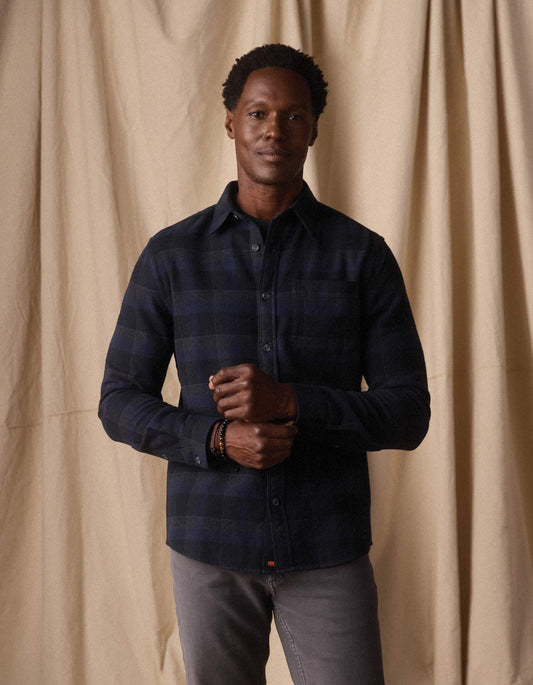The Normal Brand Men's Louis Heavyweight Flannel Overshirt, Midnight Plaid