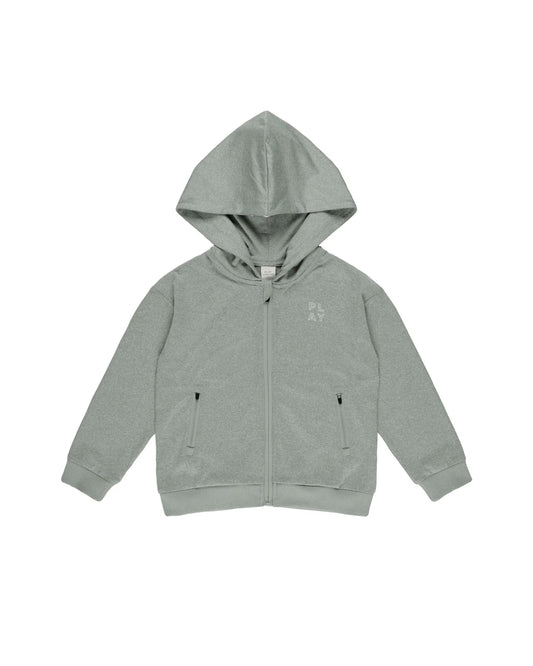 Rylee + Cru Zip-Up Tech Hoodie, Heathered Eucalyptus