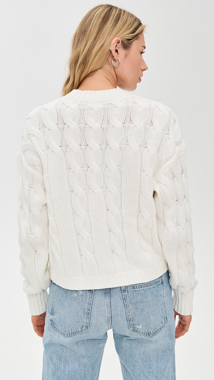 Pistola Eva Crewneck Sweater, White Cable