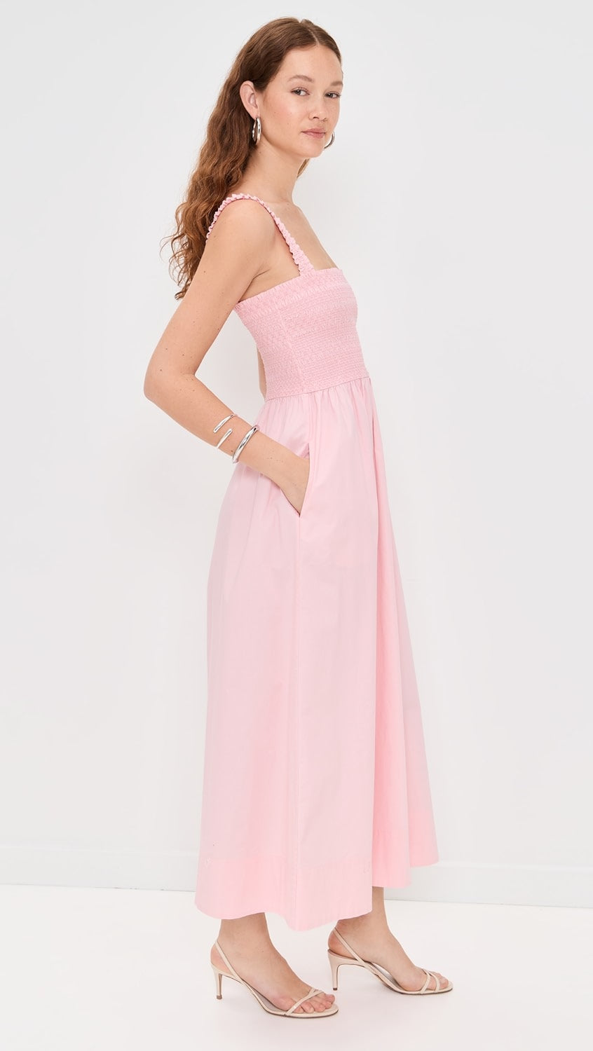 Pistola Genevieve Smocked Embroidered Bodice Dress, Pink Salt