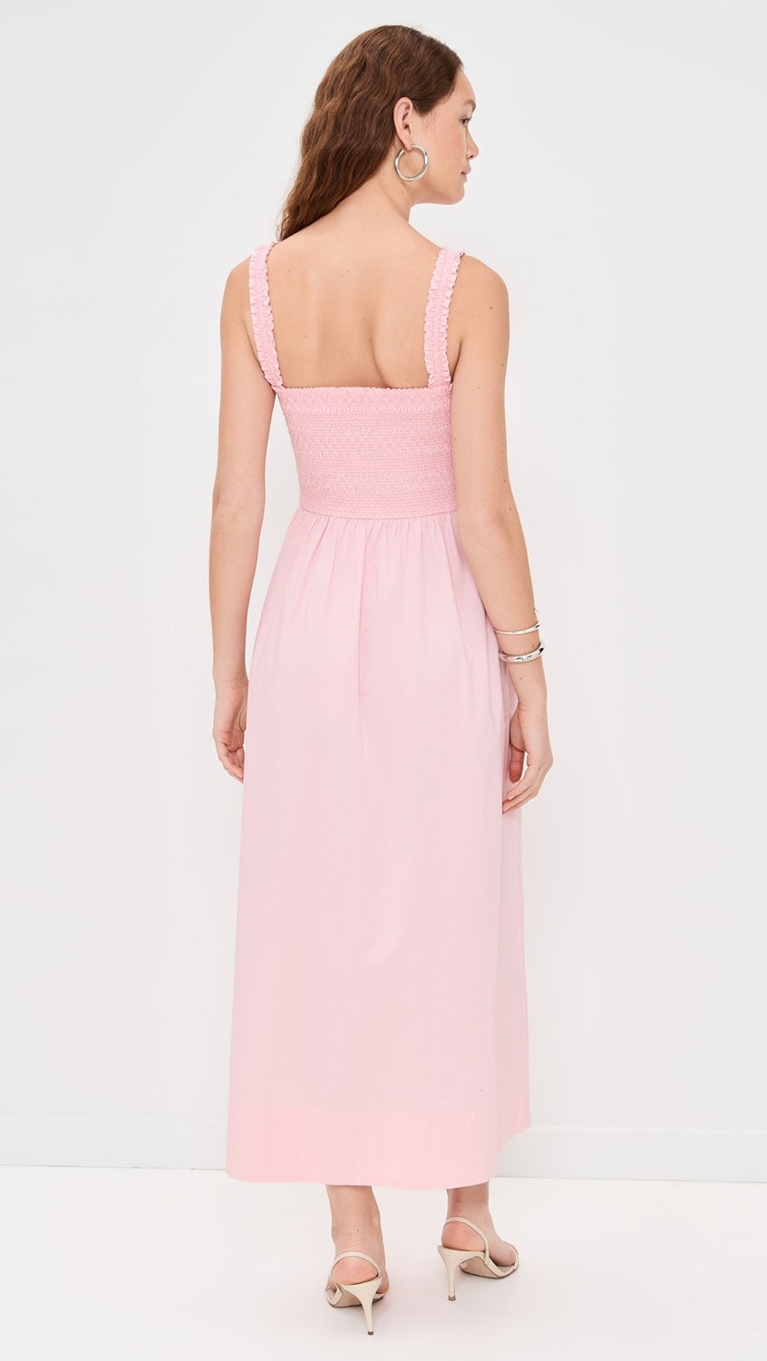 Pistola Genevieve Smocked Embroidered Bodice Dress, Pink Salt