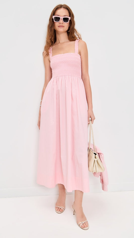 Pistola Genevieve Smocked Embroidered Bodice Dress, Pink Salt