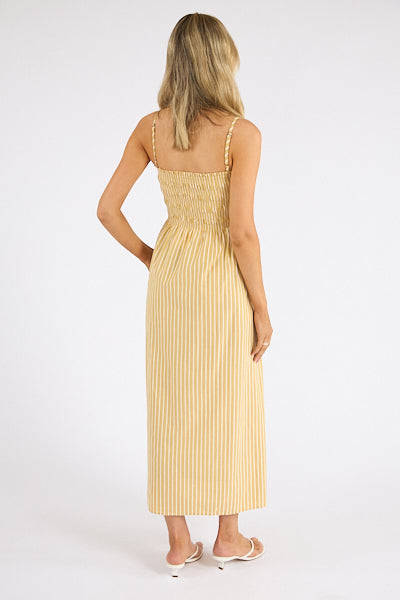 Pistola Bianca Smocked Bodice Dress, Beach Sand Stripe