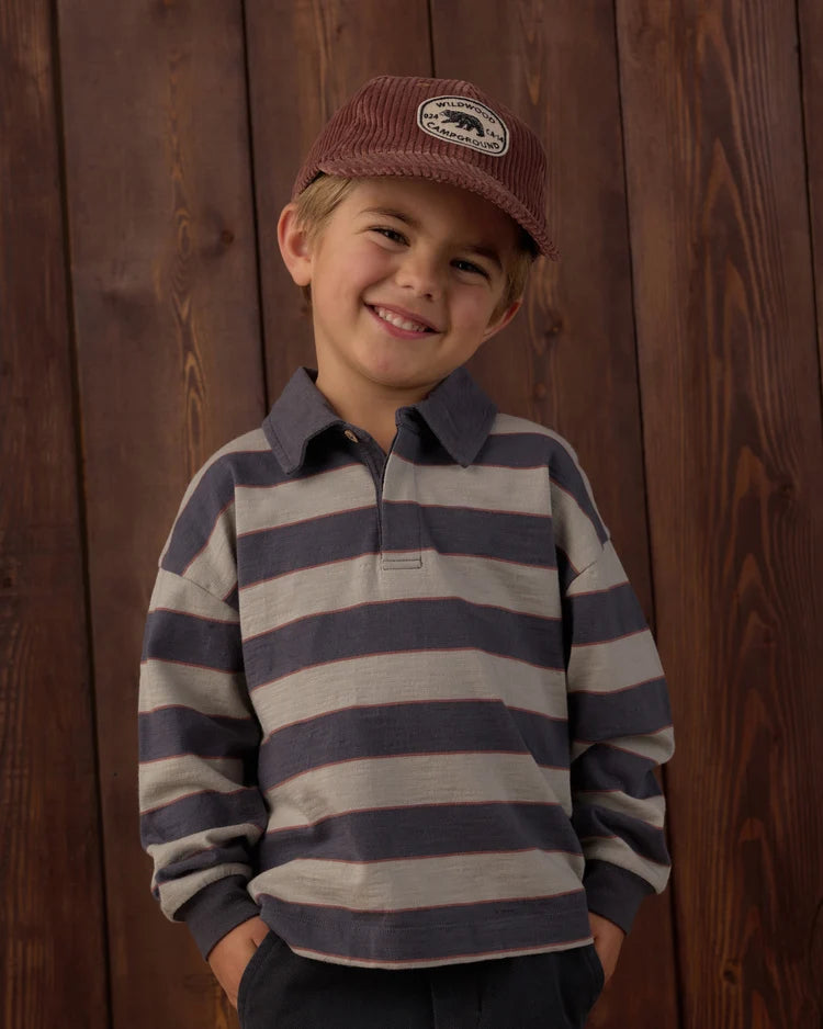 Rylee + Cru Rugby Polo, Sage Stripe