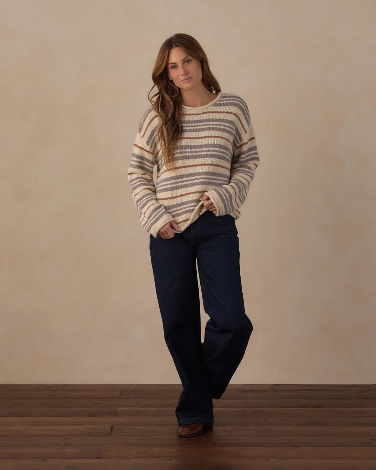 Rylee + Cru Jacques Sweater, Dusty Blue Stripe