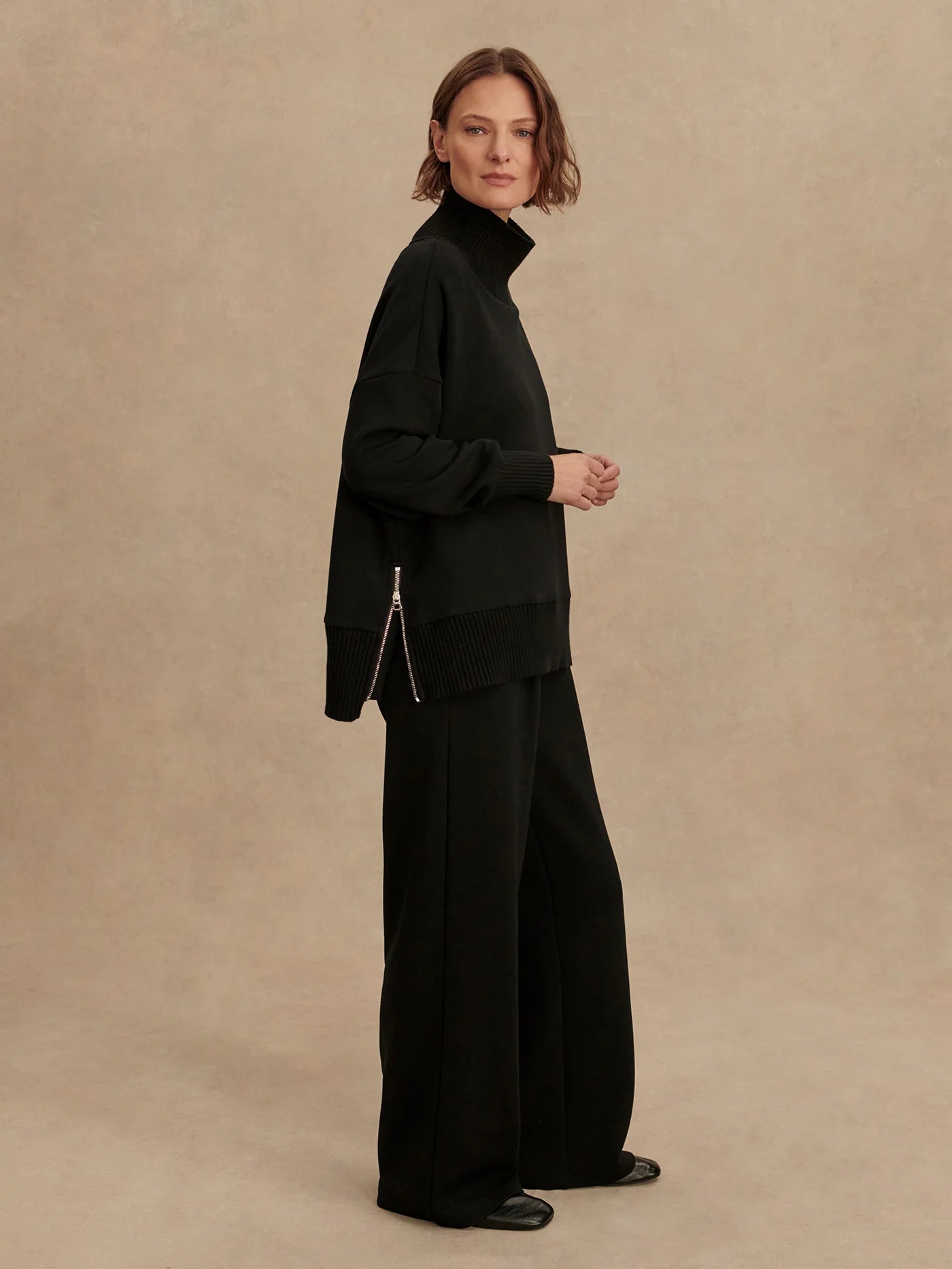 Varley Barker High Neck Sweat, Black