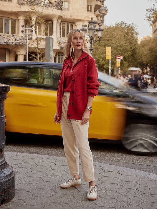 Varley Sitges Button Through Knit, Lava Falls