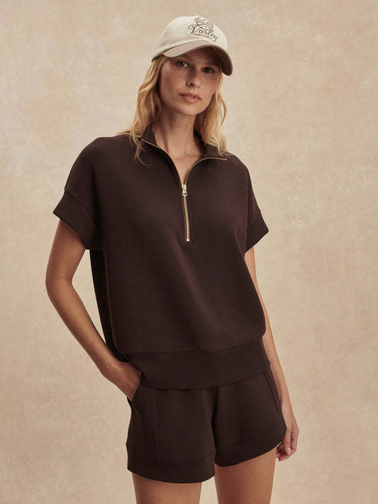 Varley Ritchie Short Sleeve Sweat, Coffee Bean