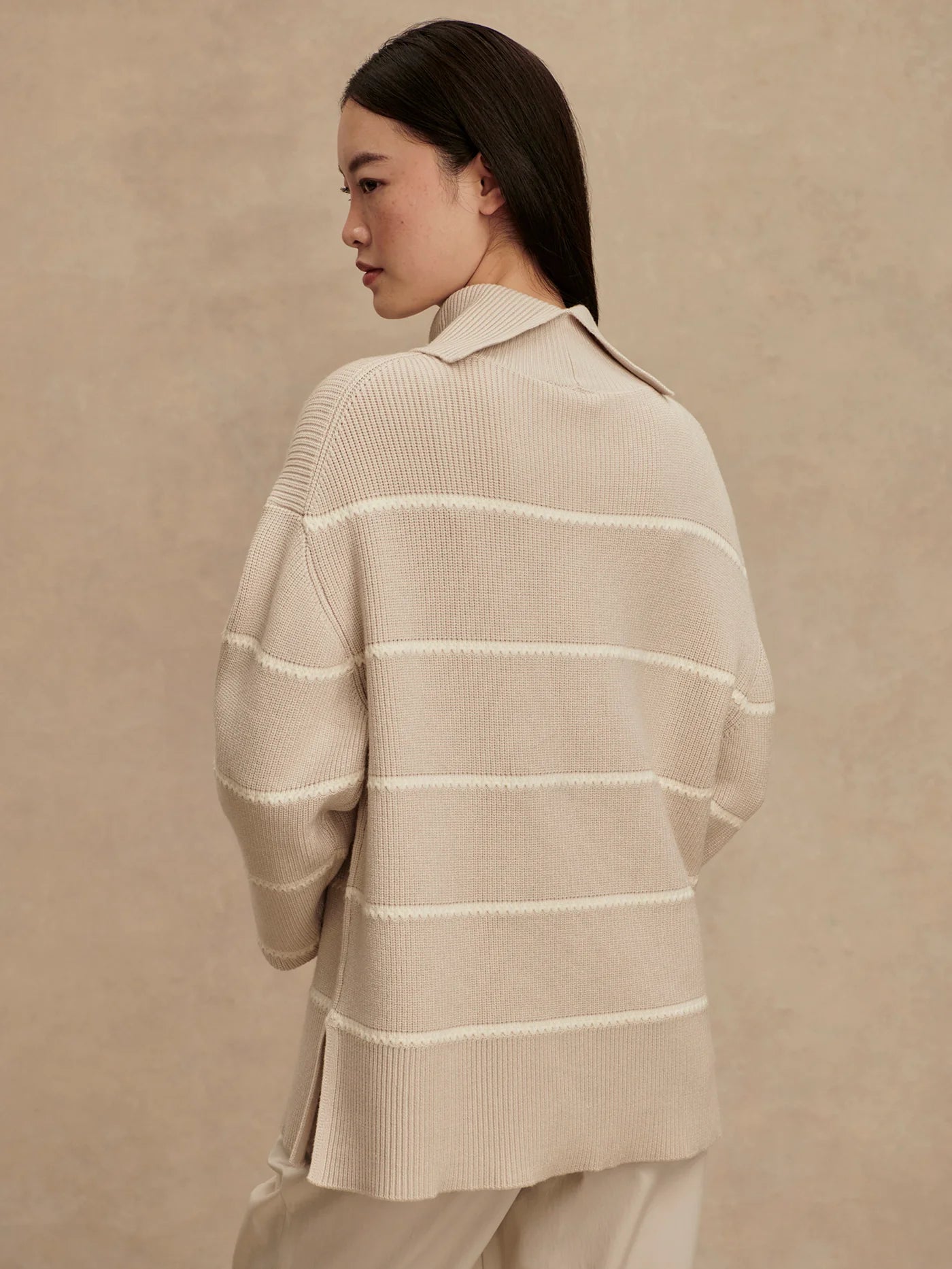 Varley Hamish Stitch Knit Sweater, Silver Birch