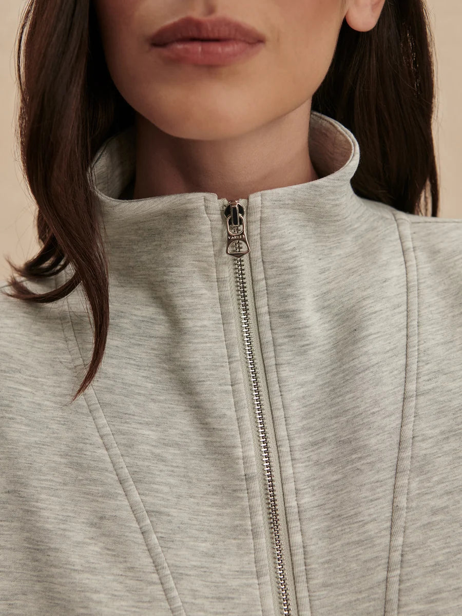 Varley Arlene Zip-Through Sweat, Light Grey Marl
