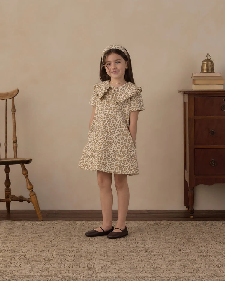 Rylee + Cru Collared Denim Mini Dress, Leopard