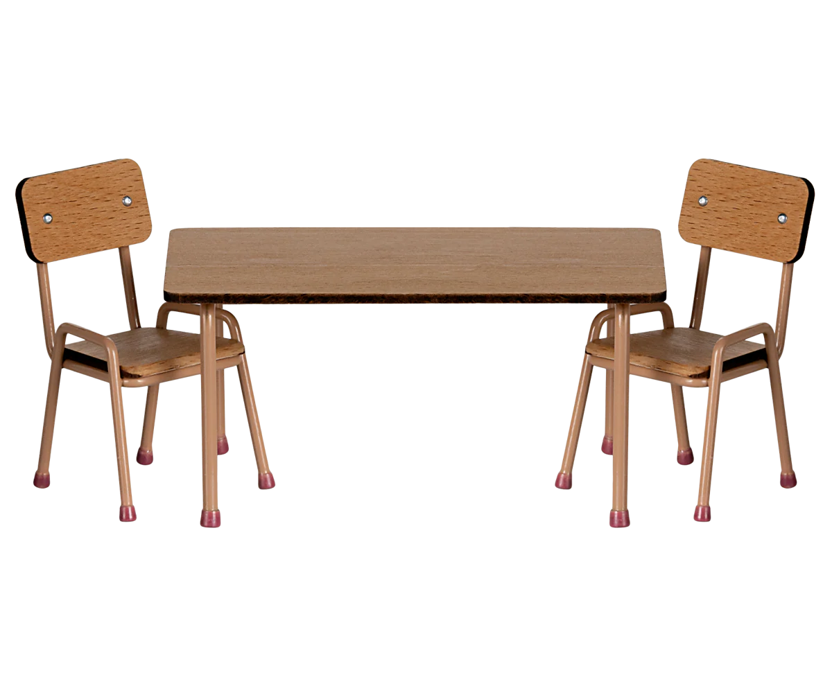 Maileg Table and Chair Set, Mouse, Dark Powder