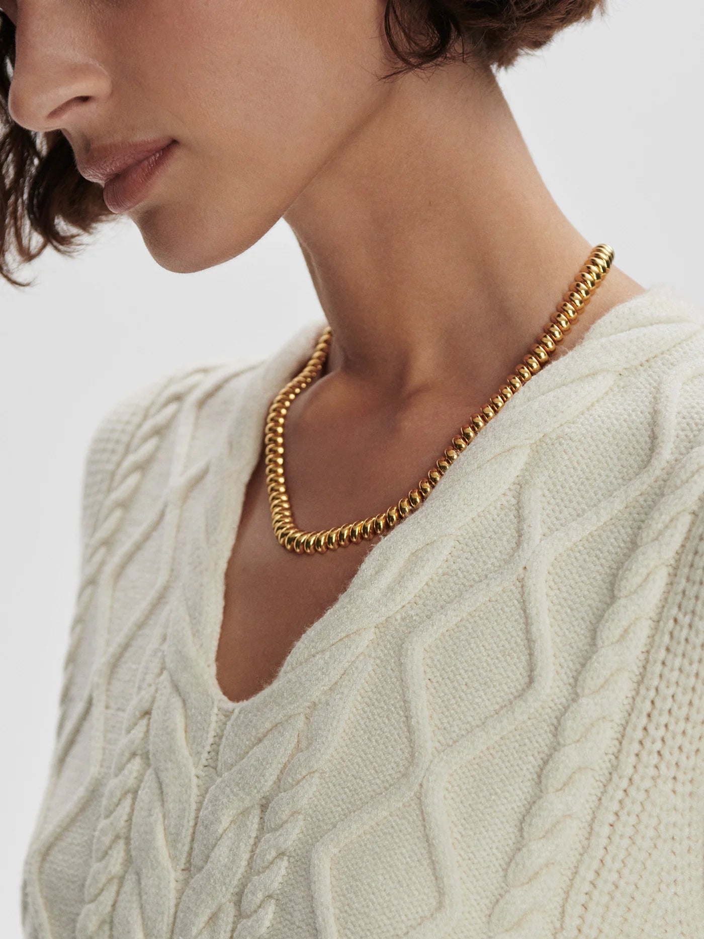 Varley Kay Cable Knit Vest, Snow White