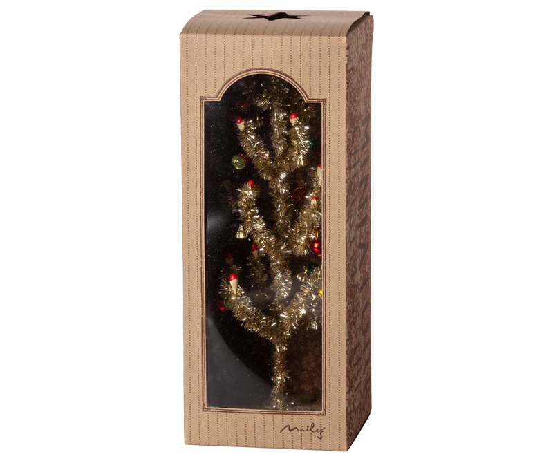 Maileg Christmas Tree, Gold with Red & Green