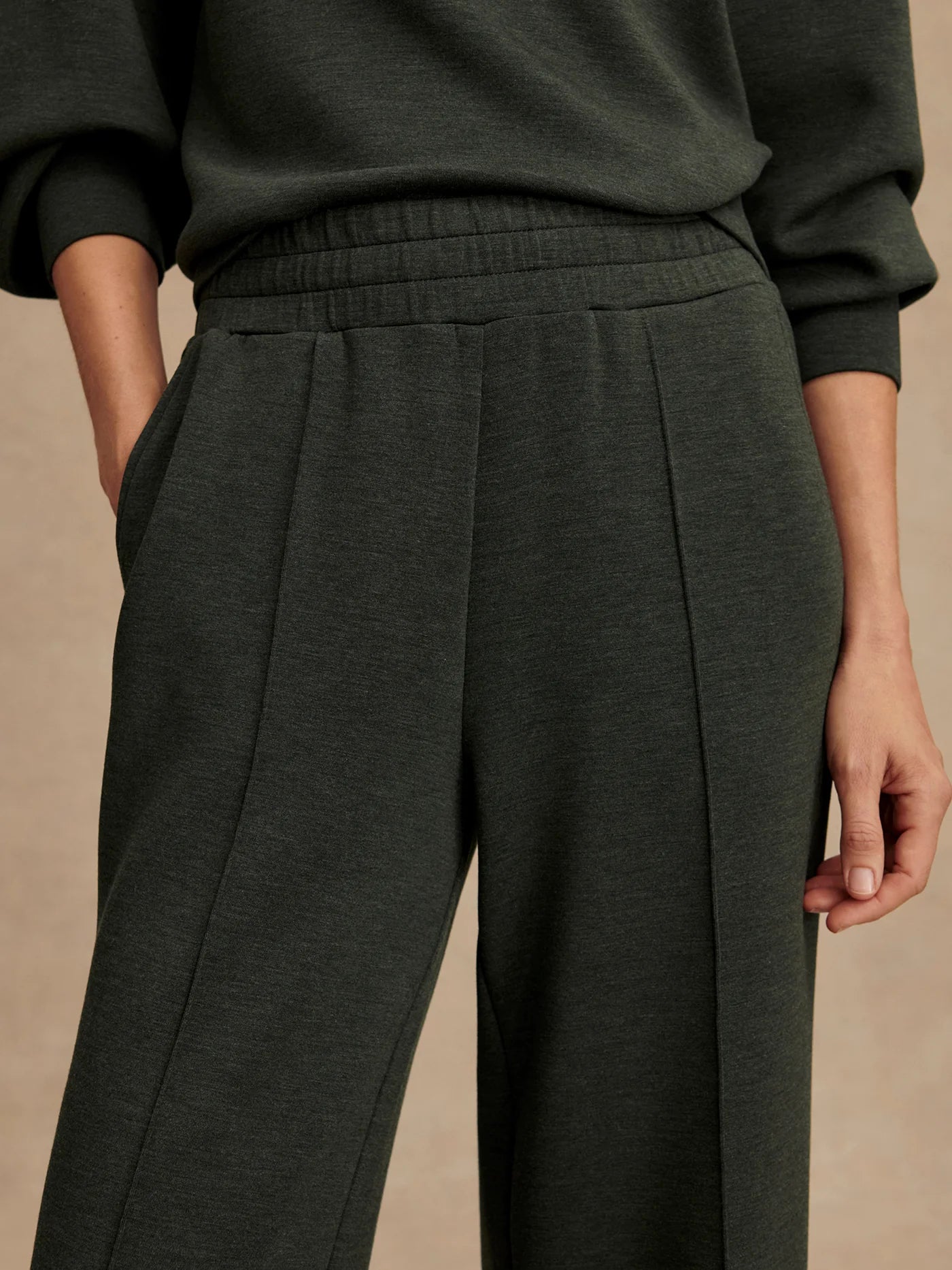 Varley The Wide Leg Pant 30", Olive Marl