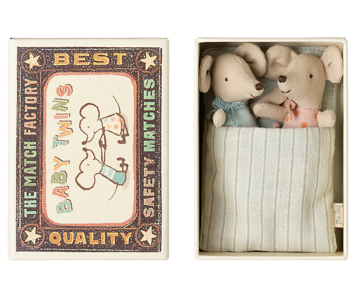 Maileg Twins, Baby Mice in Matchbox (New)