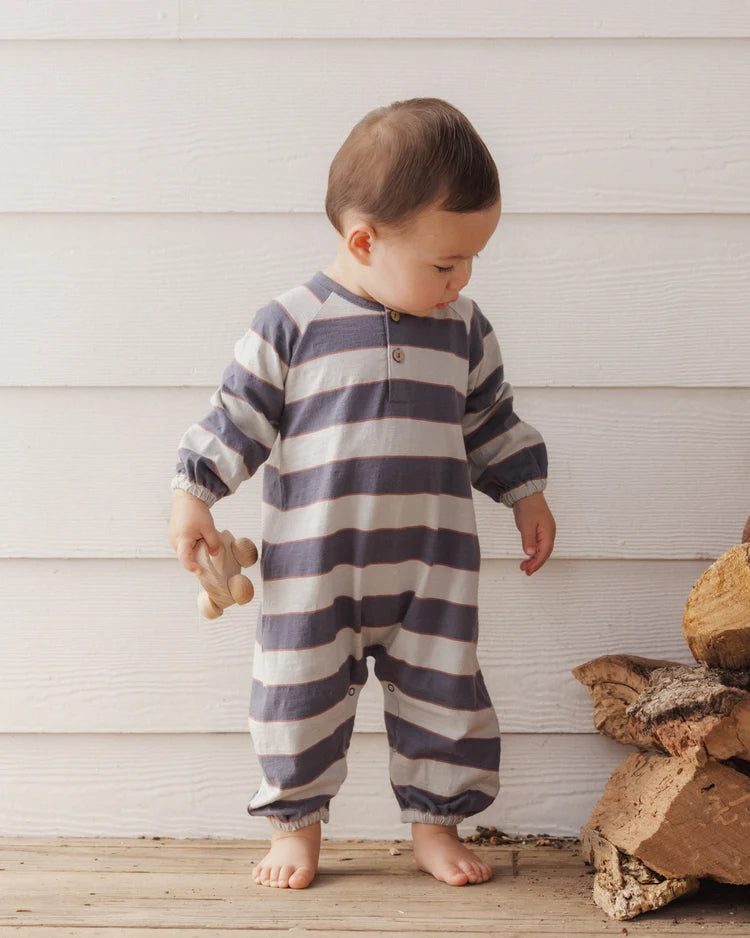 Rylee + Cru Henley Jumpsuit, Sage Stripe