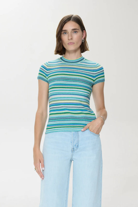 Pistola Selene Short Sleeve Sweater Tee, Blue Green