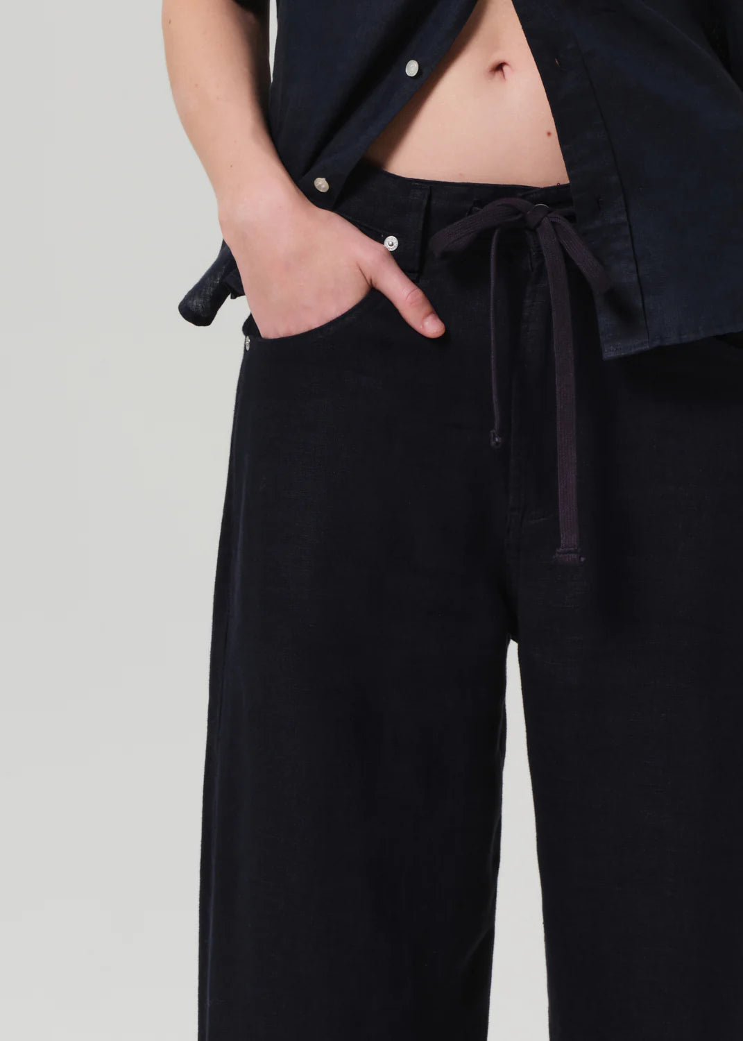 Citizens of Humanity Brynn Drawstring Trouser in Linen, True Navy