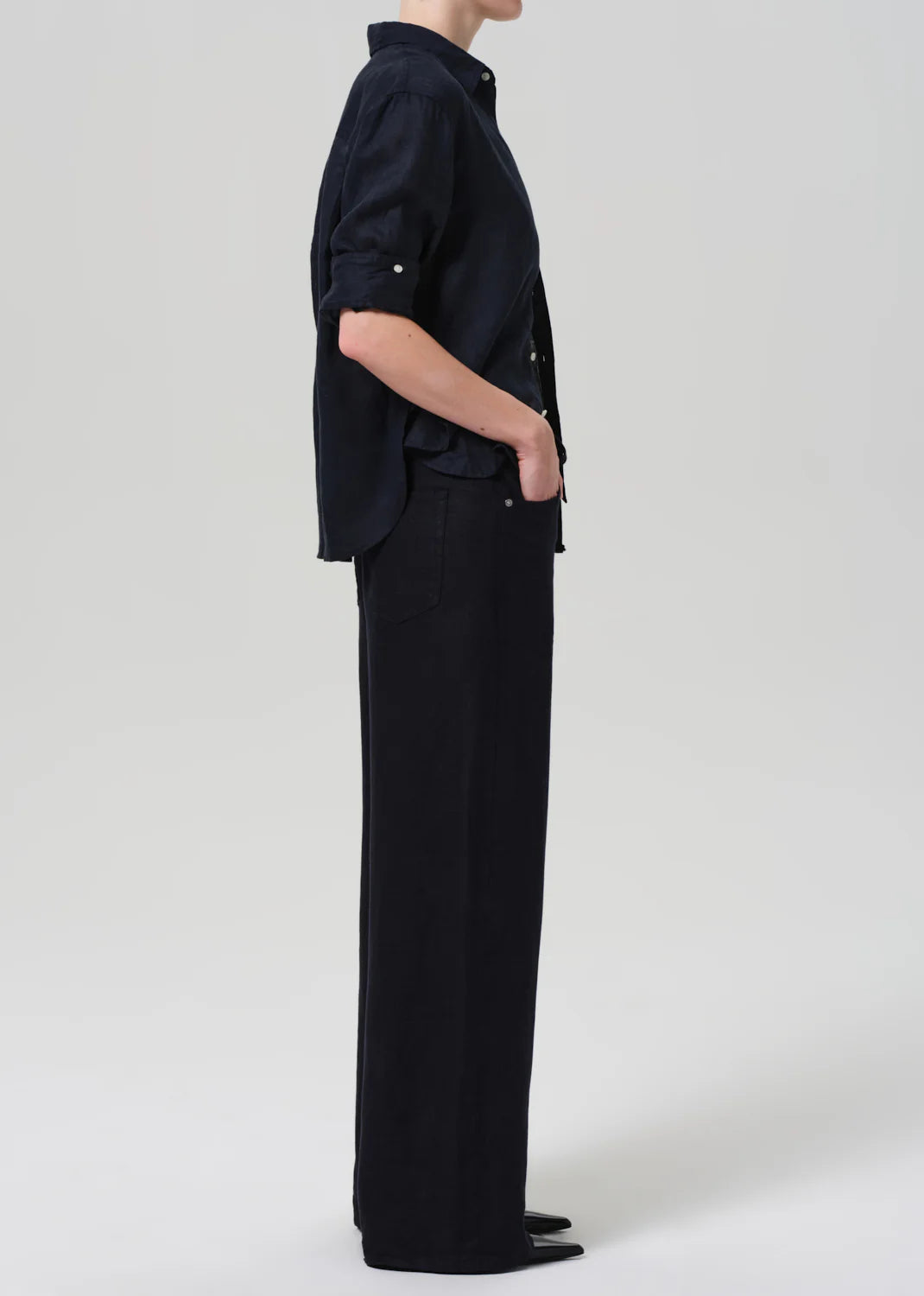 Citizens of Humanity Brynn Drawstring Trouser in Linen, True Navy