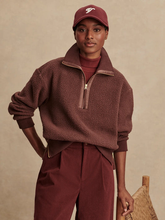 Varley Roselle Half Zip Fleece, Deep Mahogany