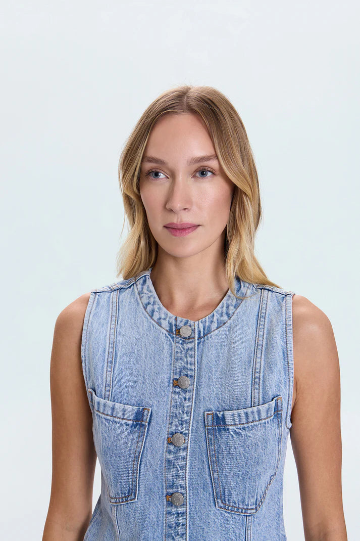 Pistola Gia Fitted Collarless Vest, Gaze
