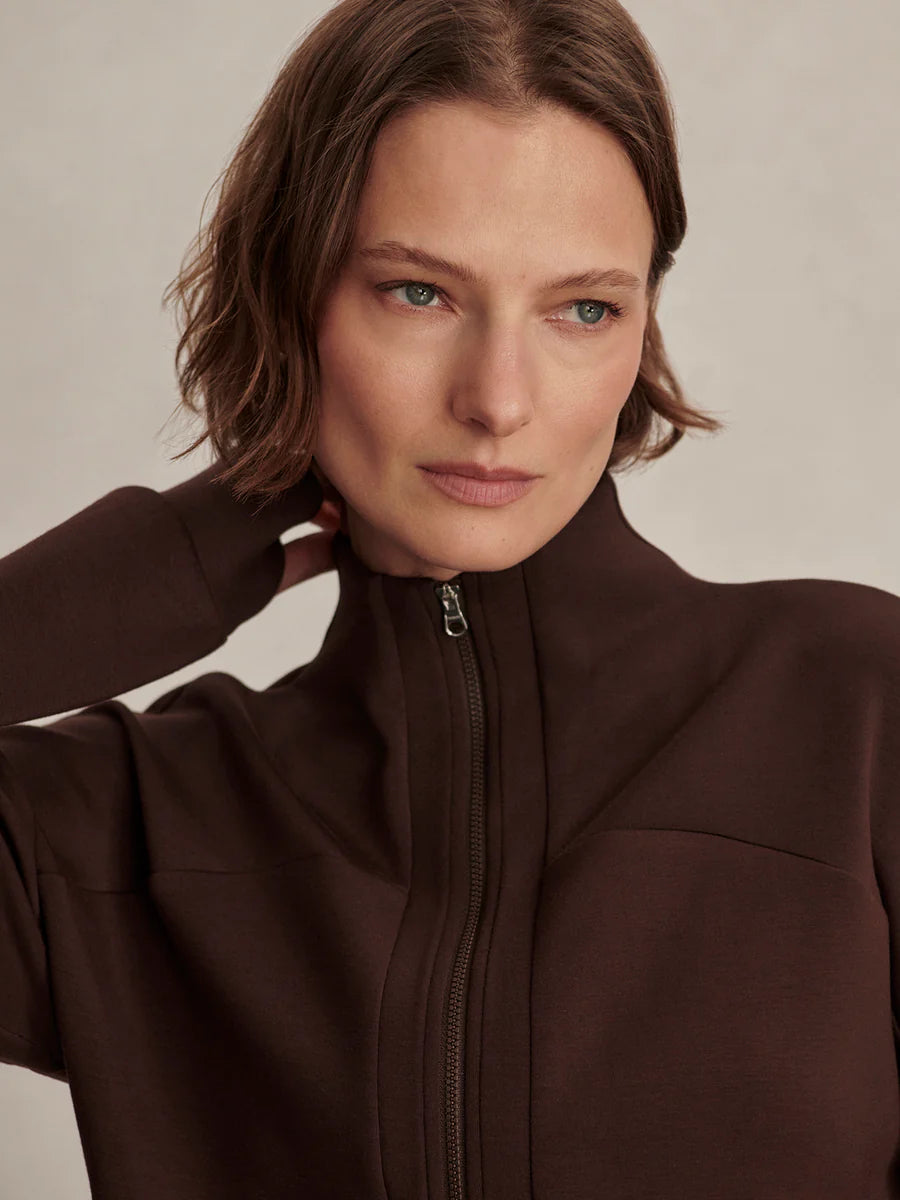 Varley Tayah Zip-Through Sweat, Coffee Bean