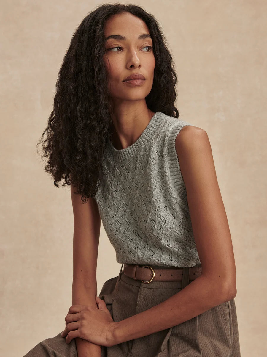 Varley Hazen Knit Tank, Grey Melange