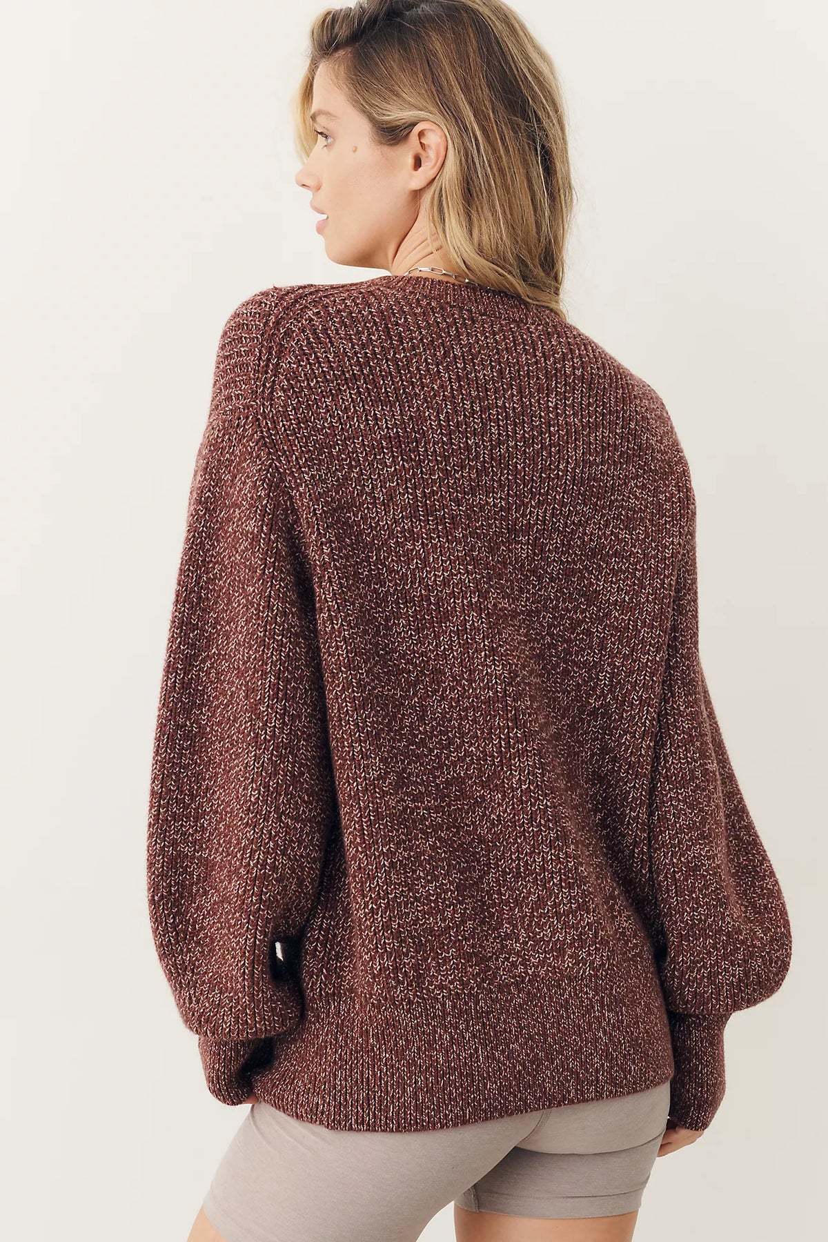 Varley Goldie Knit Sweater, Deep Mahogany Fleck