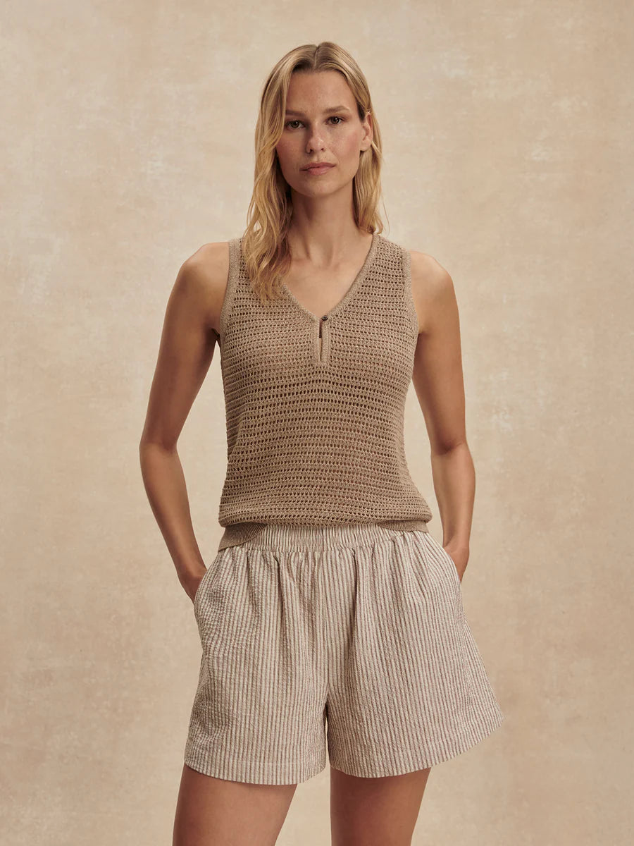 Varley Darina Short 4", Birch Taupe Stripe