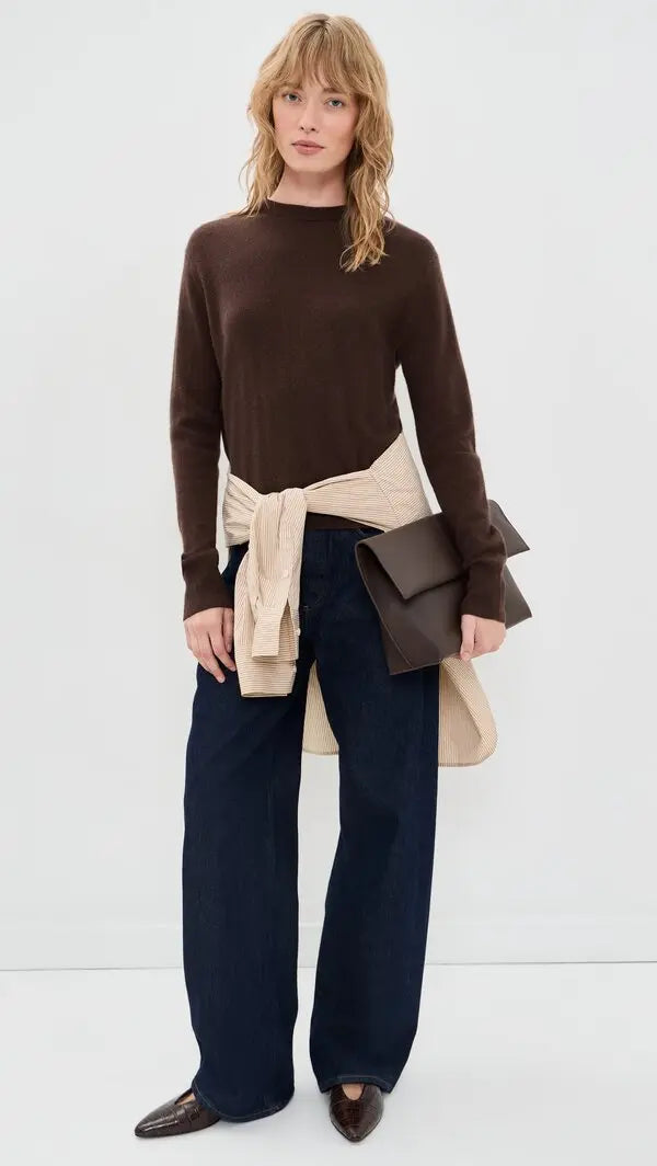 White & Warren Cashmere Crew, Coffee Bean