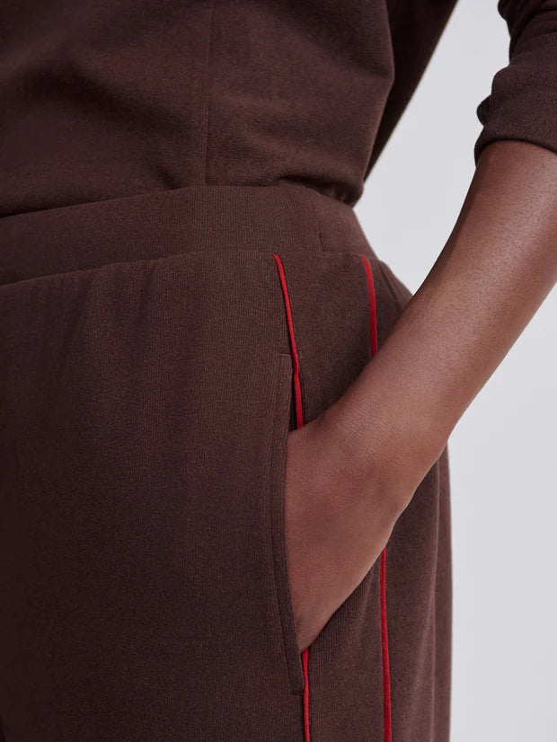 Varley Brushed Rib Wide Leg Pant 30, Red Chocolate Marl/ Red Dahlia