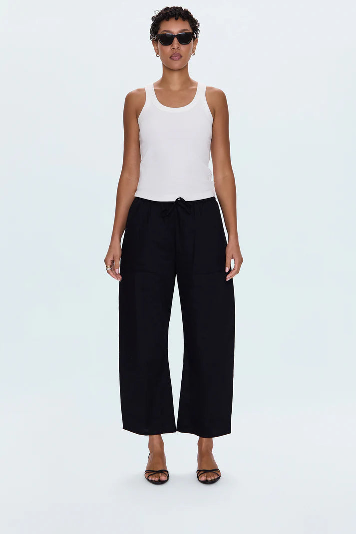 Pistola Theo Drawstring Poplin Pant, Noir