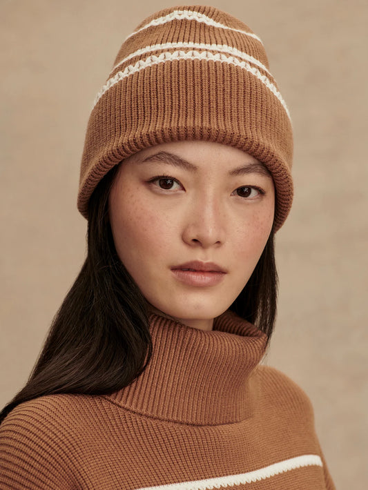 Varley Ronan Stitch Stripe Beanie, Golden Bronze