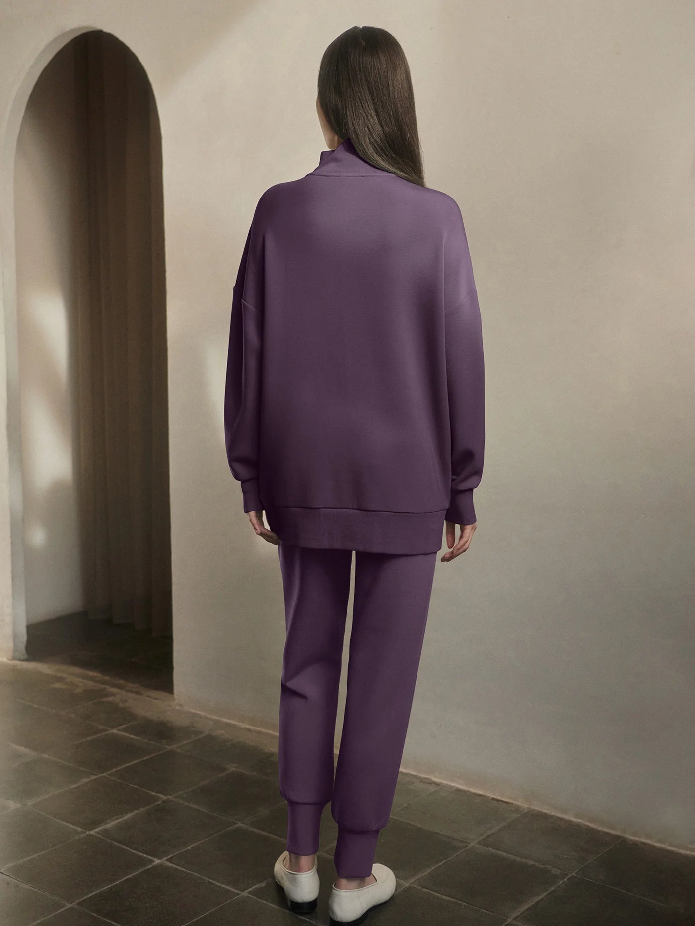 Varley Masie Long Line Sweat, Montana Grape