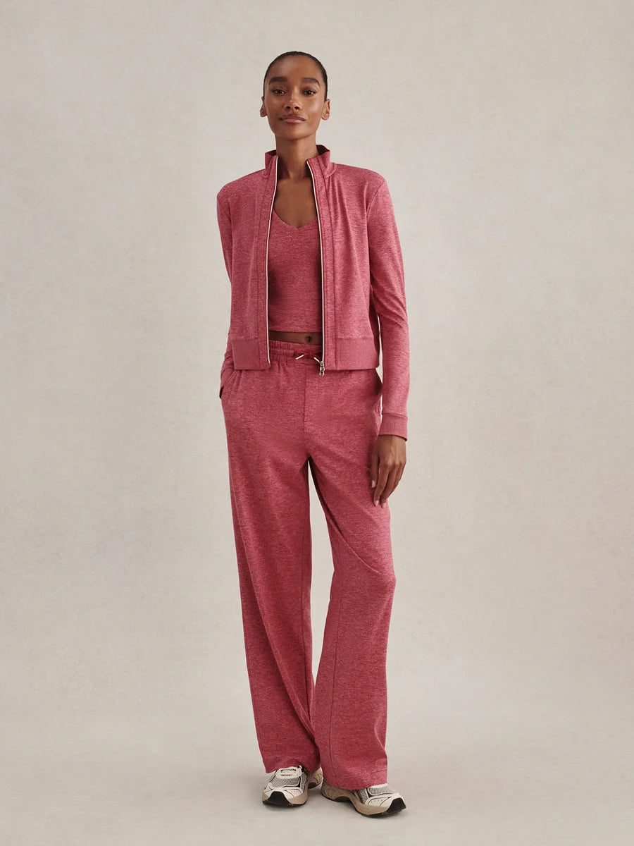 Varley Rufus Cropped Zip-Through Sweat, Rumba Rose Marl
