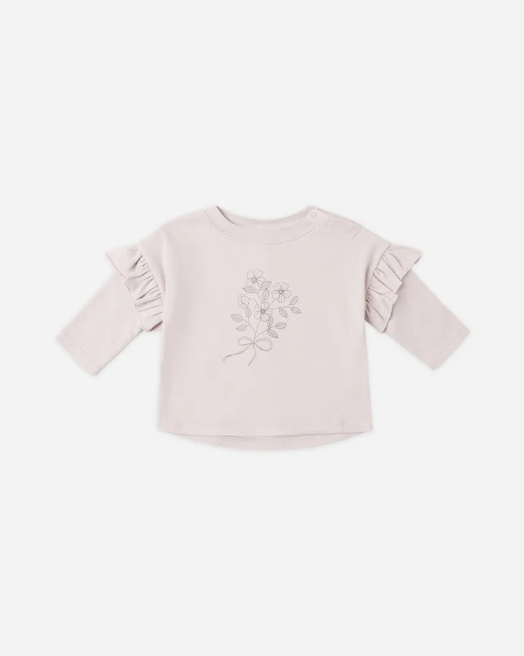 Quincy Mae Ruffle Long Sleeve Tee + Drawstring Pant, Fleur/Floret