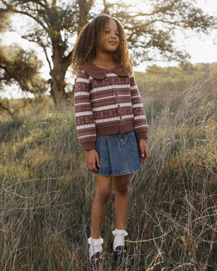 Rylee + Cru Fair Isle Cardigan, Mulberry Stripe