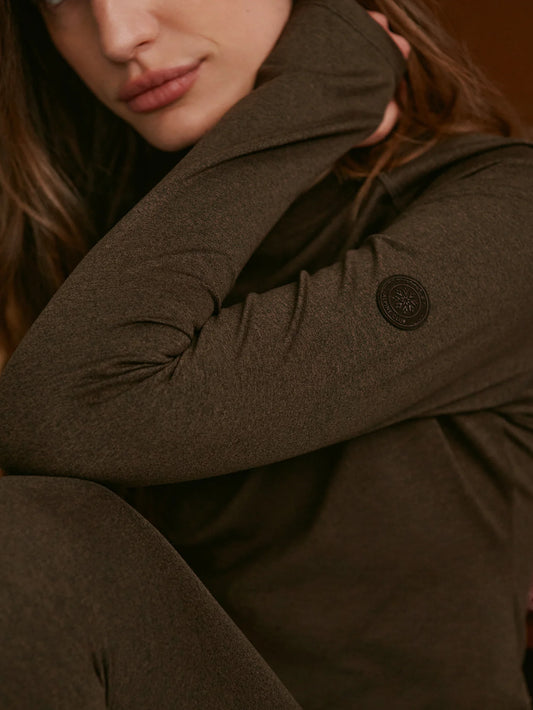 Varley Always Warm Crewneck Base Layer, Deep Chocolate Marl