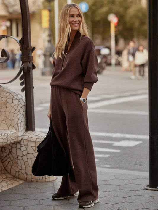 Varley The Wide Leg Pant 30", Coffee Bean Marl