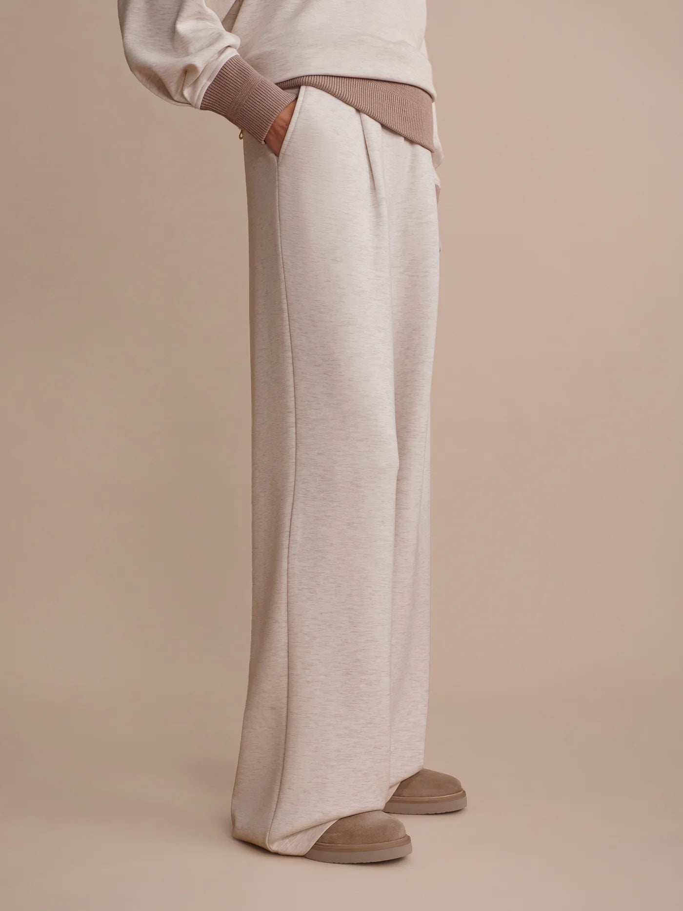 Varley The Extra Wide Leg Pant 32", Ivory Marl