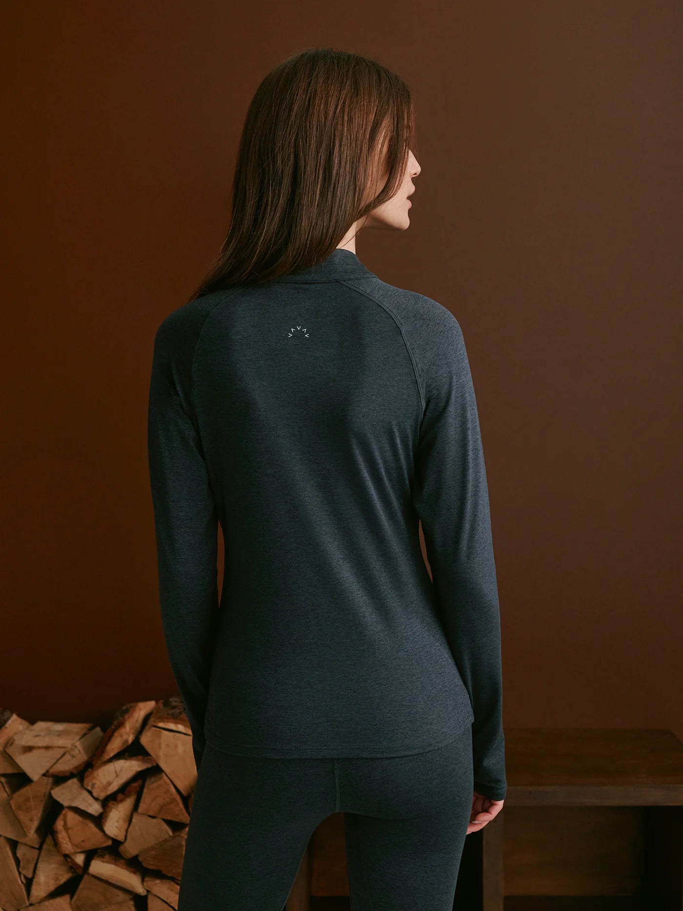 Varley Always Warm Half Zip Base Layer, Black Marl