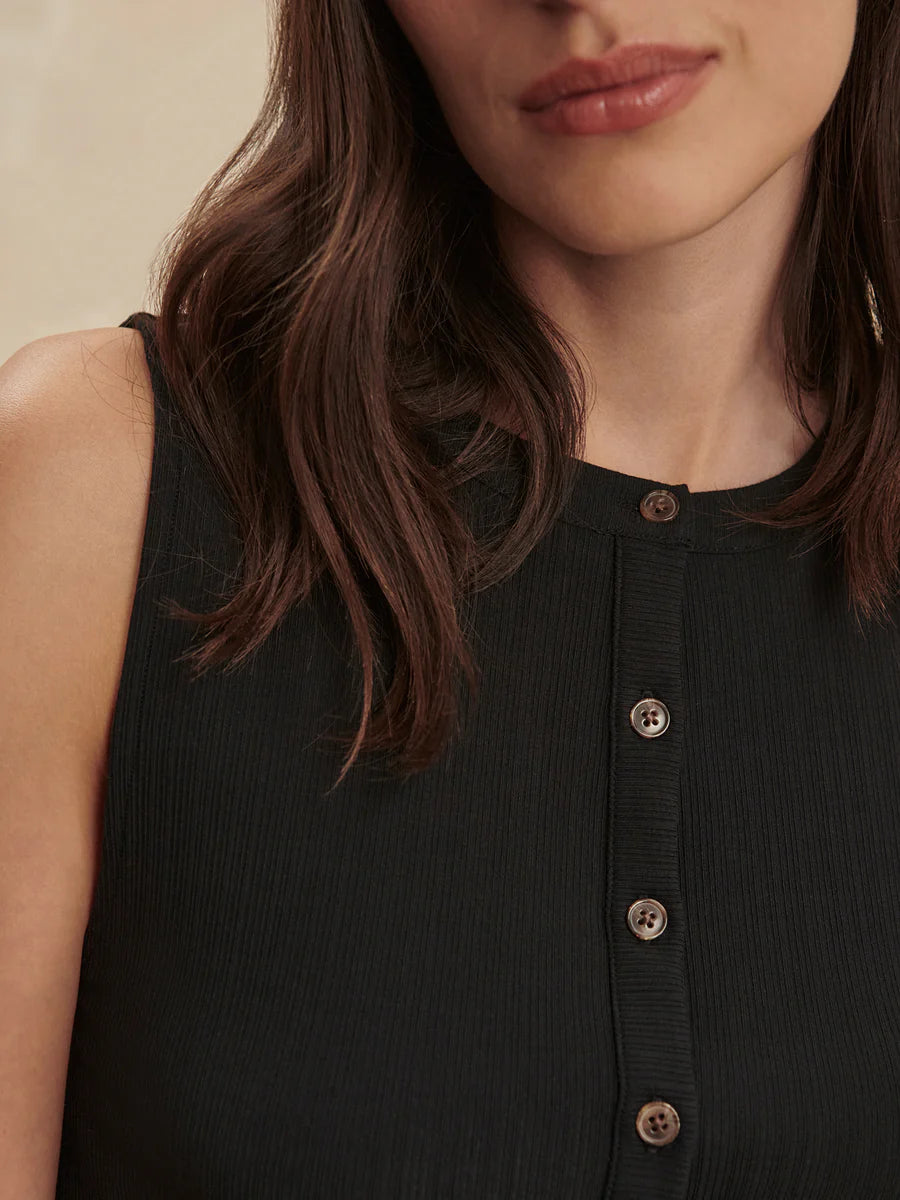 Varley Latia Button-Through Tank, Black