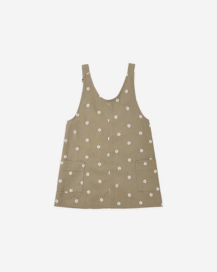 Rylee + Cru V-Neck Overall Dress, Embroidered Daises